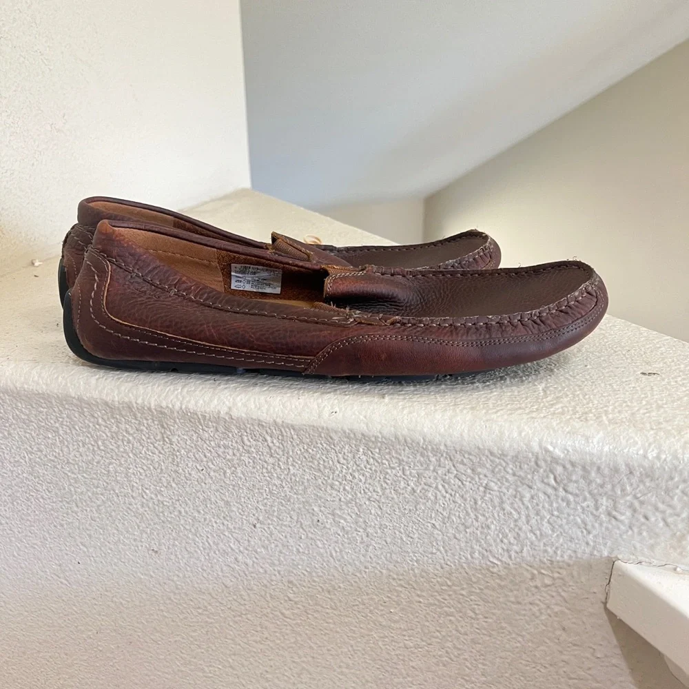 Clarks Men's Comfort Slip‎ On Brown Leather Loafers Brown Driving Shoes Work 13